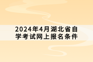 2024年4月湖北省自学考试网上报名条件