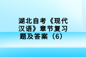 湖北自考《现代汉语》章节复习题及答案（6）