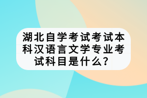 湖北自学考试考试本科汉语言文学专业考试科目是什么？
