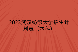 2023武汉纺织大学招生计划表（本科）