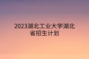 2023湖北工业大学湖北省招生计划