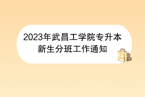 2023年武昌工学院专升本新生分班工作通知