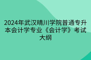 2024年武汉晴川学院普通专升本会计学专业《会计学》考试大纲(1)