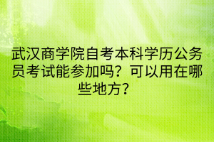 武汉商学院自考本科学历公务员考试能参加吗？可以用在哪些地方？