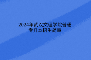 2024年武汉文理学院普通专升本招生简章