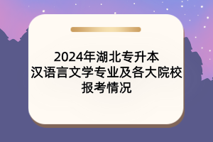 2024年湖北专升本汉语言文学专业及各大院校报考情况