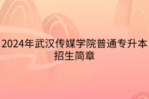 2024年武汉传媒学院普通专升本招生简章