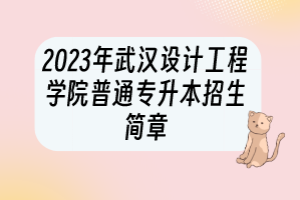 ​2023年武汉设计工程学院普通专升本招生简章