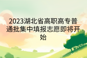 2023湖北省高职高专普通批集中填报志愿即将开始