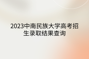 2023中南民族大学高考招生录取结果查询