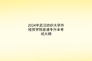 2024年武汉纺织大学外经贸学院普通专升本考试大纲