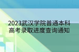 2023武汉学院普通本科高考录取进度查询通知