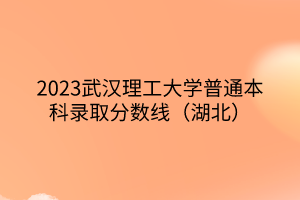 2023武汉理工大学普通本科录取分数线（湖北）