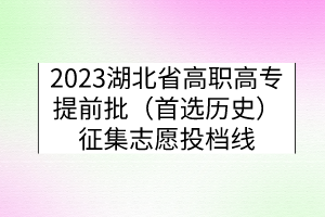 2023湖北省高职高专提前批（首选历史）征集志愿投档线
