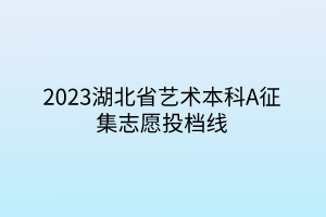 2023湖北省艺术本科A征集志愿投档线