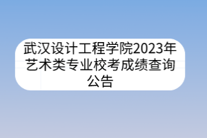 武汉设计工程学院2023年艺术类专业校考成绩查询公告