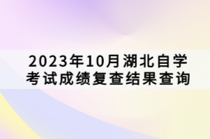 2023年10月湖北自学考试成绩复查结果查询