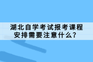 湖北自学考试报考课程安排需要注意什么？