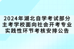 2024年湖北自学考试部分主考学校面向社会开考专业实践性环节考核安排公告