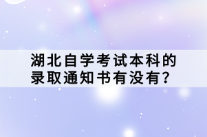 湖北自学考试本科的录取通知书有没有？