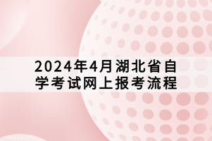 2024年4月湖北省自学考试网上报考流程