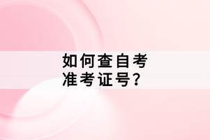 如何查自考准考证号？