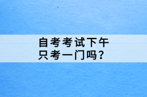 自考考试下午只考一门吗？