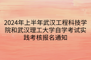 2024年上半年武汉工程科技学院和武汉理工大学自学考试实践考核报名通知