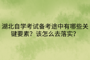 湖北自学考试备考途中有哪些关键要素？该怎么去落实？