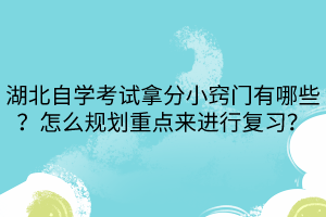 湖北自学考试拿分小窍门有哪些？怎么规划重点来进行复习？