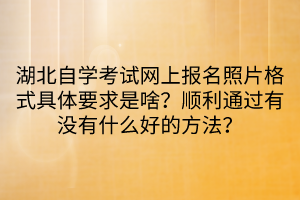 湖北自学考试网上报名照片格式具体要求是啥？顺利通过有没有什么好的方法？