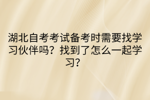 湖北自考考试备考时需要找学习伙伴吗？找到了怎么一起学习？