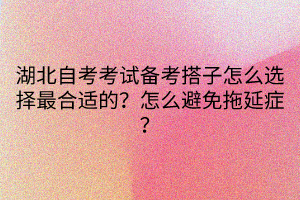 湖北自考考试备考搭子怎么选择最合适的？怎么避免拖延症？