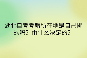 湖北自考考籍所在地是自己挑的吗？由什么决定的？