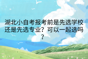 湖北小自考报考前是先选学校还是先选专业？可以一起选吗？