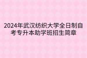 2024年武汉纺织大学全日制自考专升本助学班招生简章
