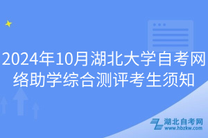 2024年10月湖北大学自考网络助学综合测评考生须知