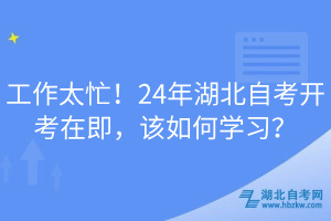 工作太忙！24年湖北自考开考在即，该如何学习？