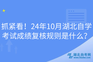 抓紧看！24年10月湖北自学考试成绩复核规则是什么？