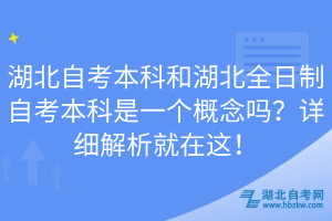 湖北自考本科和湖北全日制自考本科是一个概念吗？详细解析就在这！