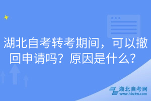 湖北自考转考期间，可以撤回申请吗？原因是什么？