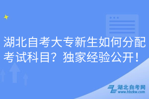 湖北自考大专新生如何分配考试科目？独家经验公开！