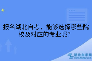 报名湖北自考，能够选择哪些院校及对应的专业呢？