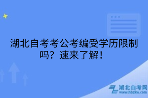 湖北自考考公考编受学历限制吗？速来了解！