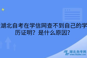 湖北自考在学信网查不到自己的学历证明？是什么原因？