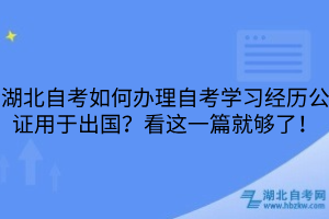 湖北自考如何办理自考学习经历公证用于出国？看这一篇就够了！