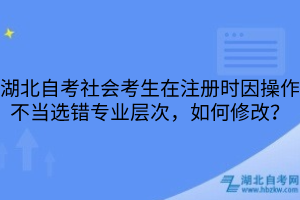 湖北自考社会考生在注册时因操作不当选错专业层次，如何修改？
