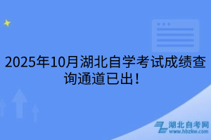 2025年10月湖北自学考试成绩查询通道已出！