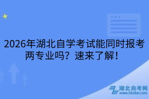 湖北自学考试能同时报考两专业吗