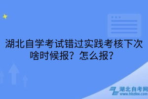 湖北自学考试错过实践考核下次啥时候报？怎么报？